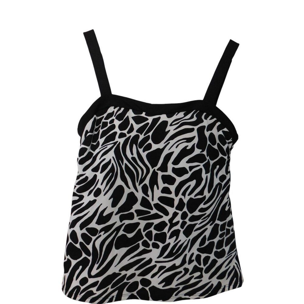 Miracle Suit Women's Tankini Top 10 Black‎ White Slimming Swim Top Beachy